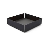 eglooh - Dafne - Vide Poche avec Structure en Acier Noir Mat - Fond Interne en Cuir Véritable Gris Anthracite - Organiseur de Bureau, Plateau de Rangement cm 14,5 x 14,5 x H.4 - Made in Italy