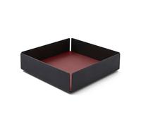 eglooh - Dafne - Vide Poche avec Structure en Acier Noir Mat - Fond Interne en Cuir Véritable Rouge Bordeaux - Organiseur de Bureau, Plateau de Rangement cm 14,5 x 14,5 x H.4 - Made in Italy