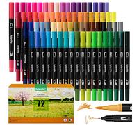 Eglyenlky Lot de 72 marqueurs pinceaux à double pointe - Marqueurs colorés pour adultes - Livres de coloriage avec pointe fine et pinceau pour enfants et adultes - Dessin, journal