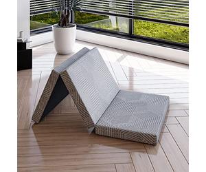 Ego Home Matelas Pliable 75x195cm Housse Amovible Respirante Lavable Épaisse de 10cm, Matelas d’Invité Pliable en Mousse à Mémoire de Forme en Gel, Parfait Lit Pliant 3 Parties