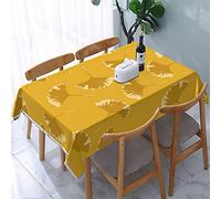 EgoMed Nappes,Nappe Lavable pour Cuisine Salle à Manger Décor Fête en Plein Air 137X183 CM Feuilles de Ginkgo Floral sur Ocre Jaune