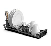 Egoutoire Vaisselle Cuisine, INOX Égouttoirs à Vaisselle Extensible, Noir | Anhow Egouttoir Vaisselle Noir avec Porte-ustensiles