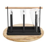 Égouttoir à bouteilles, support en métal en fer enduit, récipient avec six compartiments et bac d'égouttement, support de tasse lourd, 0,6 kg, pour organiser les plans de travail de cuisine et pour