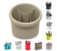 Égouttoir à couverts à 4 compartiments, porte-ustensiles en plastique de haute qualité pour cuisine, rangement d'outils de nettoyage pour la maison et la cuisine (taupe, D3)