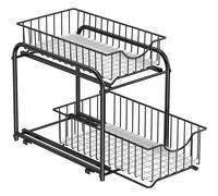 Egouttoir a couverts, Empilable, pour Rangement dans Placard, sous Lavabo, avec Tiroirs, pour Cuisine, Salle de Bain, Noir Classique