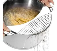 Égouttoir à pâtes et passoire fine, égouttoir à pâtes, acier inoxydable, égouttoir de cuisine, fin, plateau d'égouttage extra-plat, plateau d'égouttage pratique pour pâtes, passoire à poêle, lot de 2