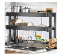 Égouttoir à vaisselle avec porte-couverts amovible, égouttoir au-dessus de l'évier, support de planche à découper, porte-gobelet, étagère de rangement pour comptoir de cuisine