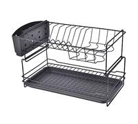 Égouttoir à vaisselle double couche pour évier de cuisine - Gain de place - Support nizer sil - Égouttoir à vaisselle robuste pour vaisselle et tasses - Égouttoir à vaisselle de comptoir