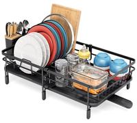 Égouttoir à vaisselle Égouttoir extensible - Pliable - 32 à 54 x 31 x 14 cm - Inox avec bec pivotant - Porte-couverts anti-rouille