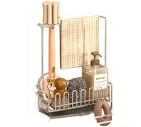 Égouttoir à vaisselle en acier inoxydable 304 étroit pour évier - Égouttoir de cuisine inoxydable avec drain pour éponges et chiffons, peu encombrant, 21,5 x 9 x 8,6 cm (C)