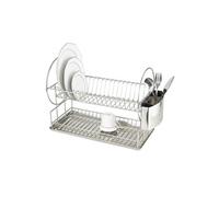 Wenko Égouttoir d'angle Exclusif Duo inox – assiettes/tasses, corbeille à couverts, argent mat