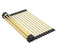 Égouttoir à vaisselle extensible et enroulable pour évier, égouttoir antidérapant et multifonctionnel en acier inoxydable avec revêtement en silicone, 18 tubes, 33 x 29–54 cm