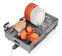 Égouttoir à vaisselle extensible - Inox - Avec range-couverts amovible - Pour plan de travail de cuisine