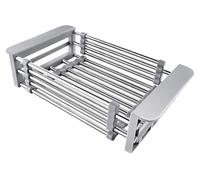 Égouttoir à vaisselle extensible - Inox - Gris - Antidérapant