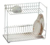 Metaltex Égouttoir à vaisselle Lagon – 2 étages, fils plastifiés, plateau métal – Blanc