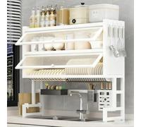 Égouttoir à vaisselle multifonction pour évier de cuisine et étagère Sto - Solution d'économie de lumière pour la maison - Blanc (41,3 cm x 105 cm)