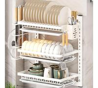Égouttoir à vaisselle mural multifonction pour tasses, baguettes et assiettes, système de drainage complet inclus