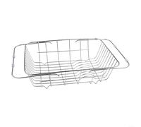 Égouttoir à vaisselle réglable en acier inoxydable avec pieds en caoutchouc antidérapant pour ustensiles de cuisine, fruits et légumes (34,5 x 25 x 11 cm)