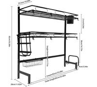Égouttoir au-dessus de l'évier - Égouttoir à vaisselle à deux niveaux - Grande capacité - Porte-couverts - Acier inoxydable - Grand format