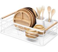 Égouttoir avec porte-couverts amovible et bac d'égouttage - Égouttoir pour assiettes, plats et casseroles Dish Drainer