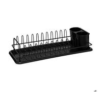 5Five - Egouttoir BLACK EDITION Noir en Acier et Plastique - 10 Assiettes - 41,5x17,4x9,6cm - Plateau d’Egouttage pour Vaisselle, Accessoire Cuisine