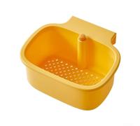 Égouttoir d'angle d'évier à un bouton avec panier à vidange rapide pour déchets alimentaires - Organisateur à suspendre en ABS autonettoyant 19 x 16 cm (panier jaune)