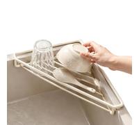 Égouttoir d'angle triangulaire en acier inoxydable pour éponge | Panier de vidange d'angle pour lavabo, armoire, tiroir, plan de travail, camping-car