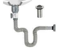 Égouttoir de Bonde de Lavabo 300-1000Mm Siphon, Filtre Tuyau Flexible | Avec Pop-Up Bouchon Vidange, Rétractable, Anti-Colmatage Anti-Odeurs, Anti-Insectes Noir, Gris