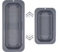 Égouttoir de cuisine, égouttoir extensible, bac à placer au-dessus de l'évier, accessoire de cuisine extensible pour le lavage, l'égouttage, le séchage à l'air libre, etc. (20 L x 36,5 - 49,5 l x 8,5