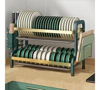 Égouttoir de cuisine, Étagère à épices 3 niveaux, grand égouttoir vaisselle réglable for le rangement, l'organisation du comptoir de cuisine, compact, ensemble d'égouttoir, vert 56 x 23