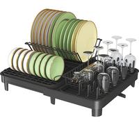 Égouttoir de cuisine - Panier égouttoir pour évier - Extensible - Acier - Avec bac d'égouttage - Porte-couverts amovible - Polyvalent