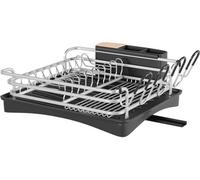 Égouttoir en aluminium avec porte-tasses et panier à couverts, argenté, pivotant
