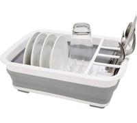 Égouttoir pliable blanc/gris, peu encombrant
