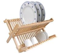 Egouttoir pliable en bois - METALTEX - Pour 18 assiettes plates et 16 assiettes à dessert - 41.5x32x25 cm