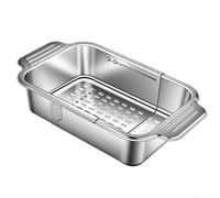 Égouttoir rétractable en acier inoxydable pour évier de cuisine avec poignées ergonomiques pour différentes tailles d'évier
