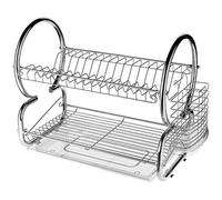 Égouttoir vaisselle chrome inox double niveau couverts assiettes