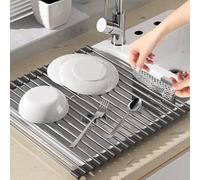Egouttoir Vaisselle, Égouttoir à Vaisselle, Egouttoir Vaisselle Sur Evier | Égouttoir Vaisselle Pliable, Egoutoire Vaisselle Cuisine Inox, Égouttoir pour porte-torchons, fruits, légumes - 45 x 35cm