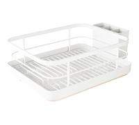 Égouttoir vaisselle en acier inox - DOK - Peu encombrant - 26x34x16 cm - Blanc - Panier à couverts amovible