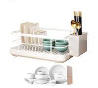 Egouttoir Vaisselle Inox Egouttoir Vaisselle Extensible Sur Evier 34x26x16cm Égouttoirs À Seche Vaisselles Metal Dish Drying Rack Avec Porte Couverts Support D’Assiette Ustensiles De Cuisine