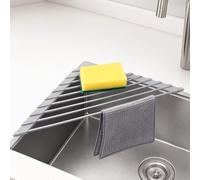 Égouttoir Vaisselle Pliable, Inox 304, Silicone Gris, 40,8 cm | Égouttoir triangulaire pour évier, gain de place, silicone antidérapant, idéal pour petite cuisine