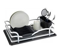 Egouttoir WENKO Alu Noir Argent Egouttoir Panier à couverts Porte-assiettes