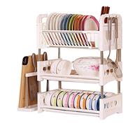 Égouttoirs À Vaisselle Égouttoir À Vaisselle À 3 Couches, Étagère De Cuisine Blanche, Porte-Assiette À Couteaux avec Cage À Baguettes, 61 * 24,5 * 46,5 Cm