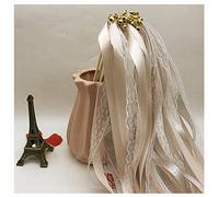 Egurs Baguettes magiques avec ruban et cloches pour mariage, lot de 30 baguettes en dentelle fée, baguettes magiques en dentelle pour mariage, Noël, anniversaire, fête, beige 30 pièces