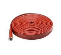EGZASDI Gaine tressée Extensible en Pet, Manchon de câble tressé en Fibre Verre Enduit résine, Ignifuge, Haute température, Rouge Noir, 4-30mm x 1-5m(Red,15MMx5M)