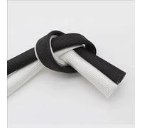 EGZASDI Gaine tressée Extensible en Pet, Manchon tressé en Fibre de Verre ID 1-40 mm 1 m 600 degrés C Haute température Blanc Noir(Black,8mm)