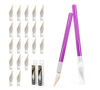 EHDIS 2pcs Cutter de Précision avec 20 pcs Lames de Rechange Premium Titan, Scalpel de Découpe, Scalpel Modelisme, pour l'artisanat Découpe de Travail d'art Bricolage Sculpture, Violet