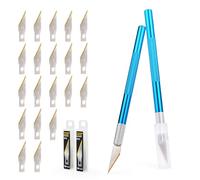 EHDIS 2pcs Cutter de Précision avec 20 pcs Lames de Rechange Premium Titan, Scalpel de Découpe, Scalpel Modelisme, pour l'artisanat Découpe de Travail d'art Bricolage Sculpture, Bleu