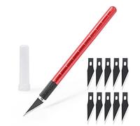 EHDIS Scalpel avec 10 lames de Antirouille, Cutter de Précision, Scalpel Modelisme, pour Découpe de Travail d'art Bricolage, Spéléologie, Diy Sculpture, Rouge