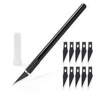 EHDIS Scalpel avec 10 lames de Antirouille, Cutter de Précision, Scalpel Modelisme, pour Découpe de Travail d'art Bricolage, Spéléologie, Diy Sculpture, Noir