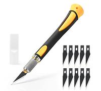EHDIS Scalpel avec 10 lames de Antirouille, Cutter de Précision, Scalpel Modelisme, pour Découpe de Travail d'art Bricolage, Spéléologie, Sculpture, Couteaux de Loisirs, Jaune